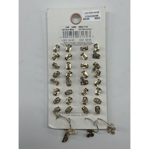 American Eagle 18 Piece Small Stud (2 Hoop) Earring Card New - Picture 3 of 3